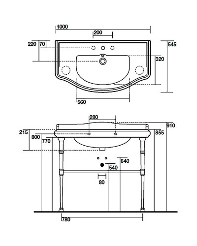 Консоль под раковину Kerasan Retro 100 730090 Хром