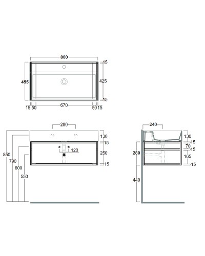 Консоль под раковину Simas Agile 80 AGSS81 Черная матовая