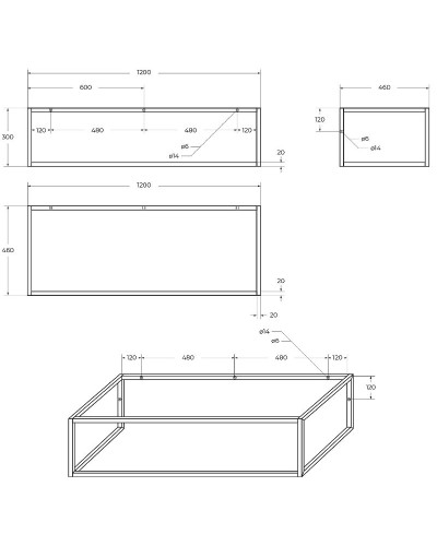 Консоль под раковину BelBagno Etna-Kraft 120 EK-120-ST подвесная Черная матовая