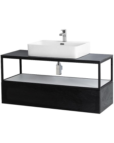 Консоль под раковину Cezares Cadro 120 CADRO-120/46/30-1C-SO-MET-ST Черная матовая