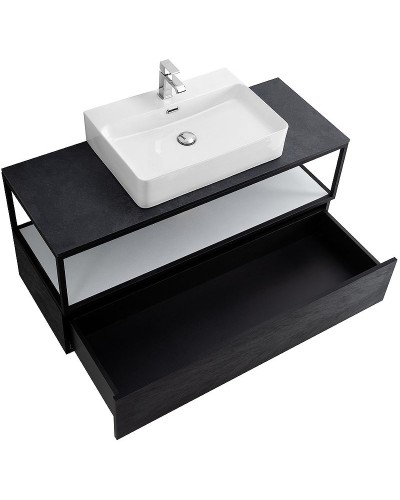 Консоль под раковину Cezares Cadro 120 CADRO-120/46/30-1C-SO-MET-ST Черная матовая