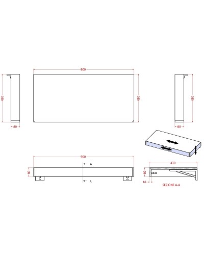 Консоль под раковину Cezares Tavolone 90 41581 Rovere tabacco