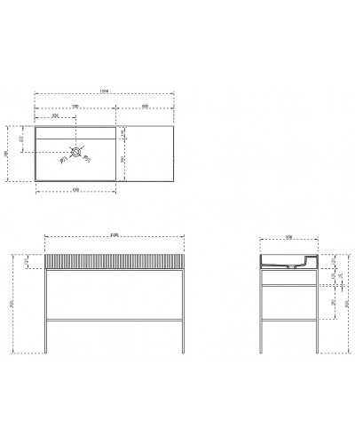 Консоль с раковиной Abber Stein 120 AS2647 Черная
