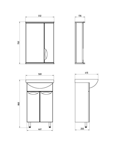 Комплект мебели белый 51 см ASB-Mebel Мессина
