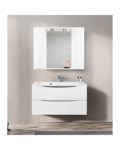 Зеркальный шкаф 100х75 см Bianco Lucido BelBagno Marino MARINO-SPC-1000/750-2A-BL-P