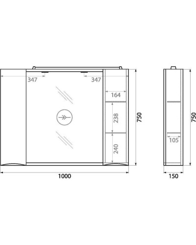 Зеркальный шкаф 100х75 см Bianco Lucido BelBagno Marino MARINO-SPC-1000/750-2A-BL-P