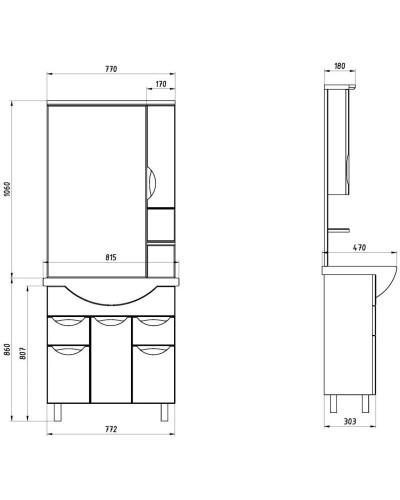 Комплект мебели белый 80 см ASB-Mebel Мессина
