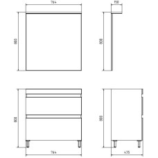 Комплект мебели светлый орех 81 см ASB-Mebel Коста