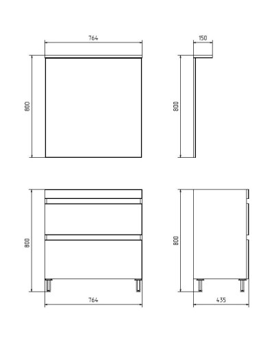 Комплект мебели светлый орех 81 см ASB-Mebel Коста