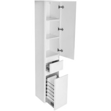 Шкаф пенал Style Line Атлантика Люкс Plus 35 ЛС-00000694 с бельевой корзиной Белый