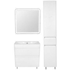 Шкаф пенал Style Line Атлантика Люкс Plus 35 ЛС-00000694 с бельевой корзиной Белый