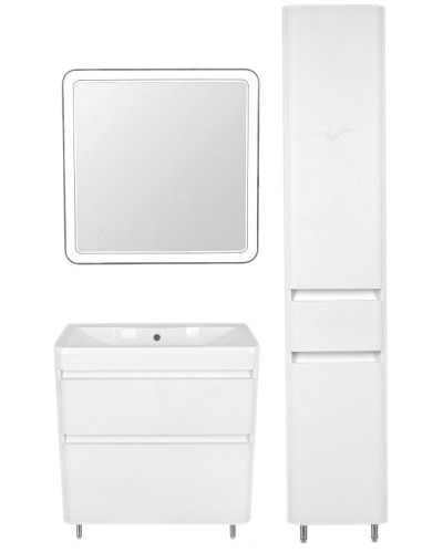 Шкаф пенал Style Line Атлантика Люкс Plus 35 ЛС-00000694 с бельевой корзиной Белый