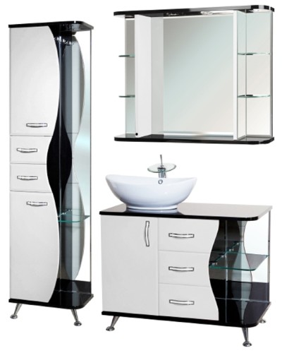 Шкаф пенал Bellezza Рио 50 L 4623606022267 Черный Белый