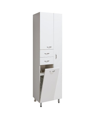 Шкаф пенал Runo Эконом 50 R 00000000136 с бельевой корзиной Белый