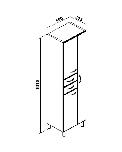 Шкаф пенал Runo Эконом 50 R 00000000136 с бельевой корзиной Белый