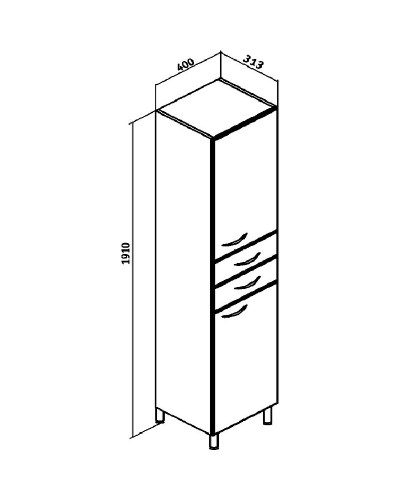 Шкаф пенал Runo Эконом 40 R 00000000134 с бельевой корзиной Белый
