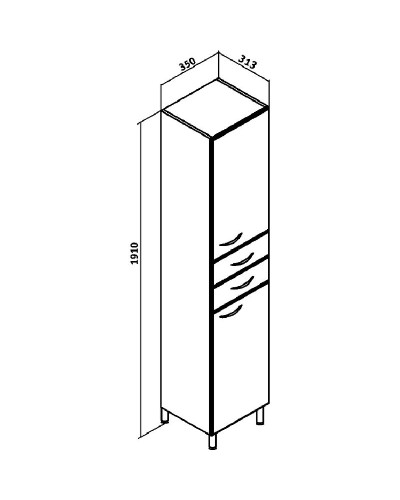 Шкаф пенал Runo Эконом 35 R 00000000130 с бельевой корзиной Белый