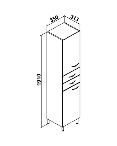 Шкаф пенал Runo Эконом 35 L 00000000128 с бельевой корзиной Белый