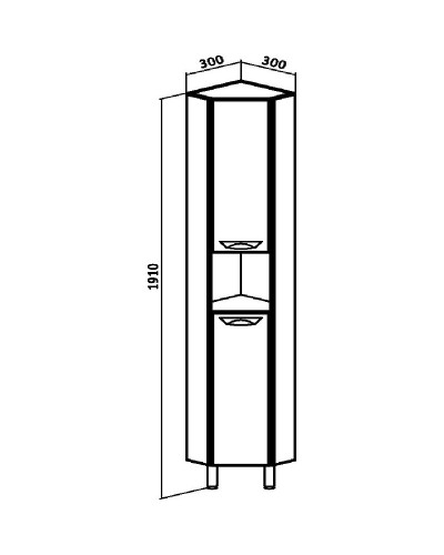 Шкаф пенал Runo Эконом 30 00000000290 угловой Белый