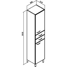 Шкаф пенал Runo Эконом 30 R 00000000126 с бельевой корзиной Белый