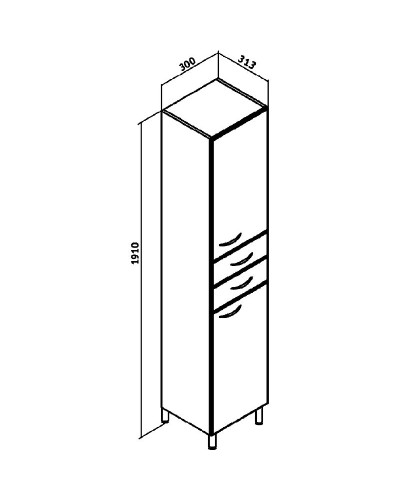 Шкаф пенал Runo Эконом 30 R 00000000126 с бельевой корзиной Белый