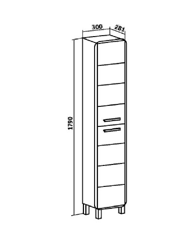 Шкаф пенал Runo Эрика 30 УТ000003637 Белый