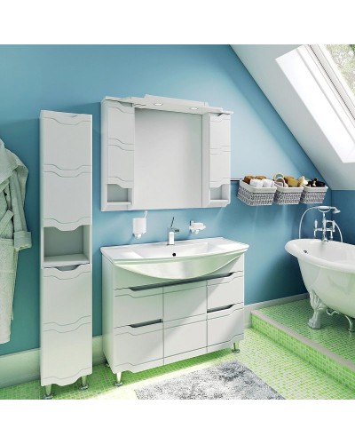 Шкаф пенал Runo Стиль 30 R 00000001122 с бельевой корзиной Белый