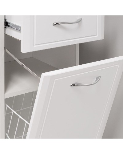 Шкаф пенал Runo Севилья 35 R 00000000601 с бельевой корзиной Белый