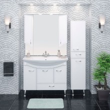 Шкаф пенал Runo Севилья 35 R 00000000601 с бельевой корзиной Белый