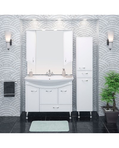 Шкаф пенал Runo Севилья 35 R 00000000601 с бельевой корзиной Белый