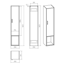 Фетта - 35 Пенал с нишей правый подвесной