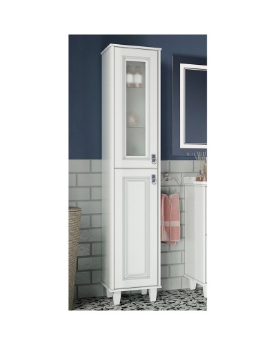 Версаль - 35 Пенал со стеклом белый матовый лев.