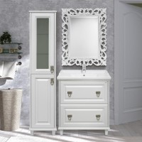 Версаль - 35 Пенал со стеклом белый матовый лев.