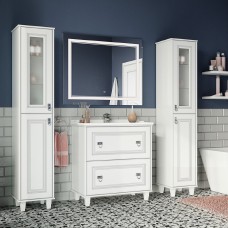 Версаль - 35 Пенал со стеклом белый матовый лев.