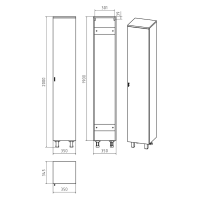 Дива - 35 Пенал напольный белый правый