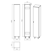 Дива - 35 Пенал напольный белый правый