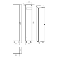 Дива - 35 Пенал напольный белый левый