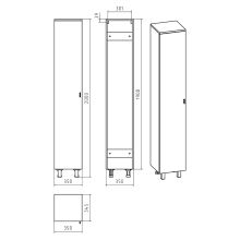 Дива - 35 Пенал напольный белый левый