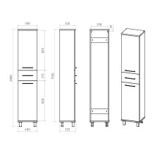 Терра - 40 Пенал белый с 1 ящ. правый