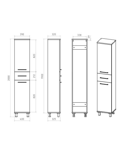 Терра - 40 Пенал серый с 1 ящ. правый