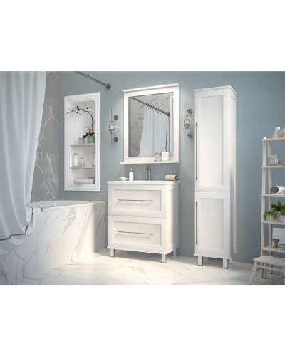 Марта - 35 Пенал белая эмаль (глянец) правый с Б/К