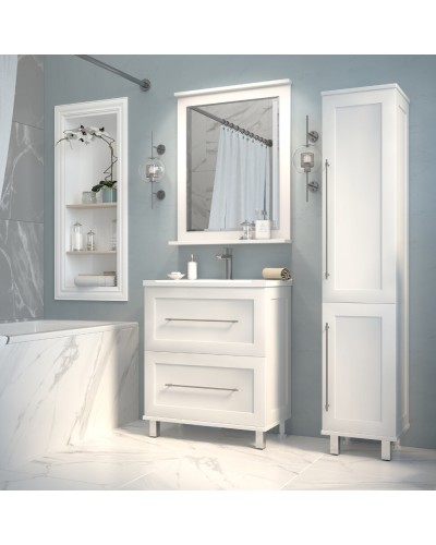 Марта - 35 Пенал белая эмаль (глянец) правый с Б/К