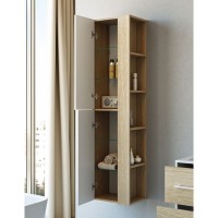 Шкаф пенал Aqwella 5 Stars Майами 40 Mai.05.04 подвесной Дуб сонома Белый