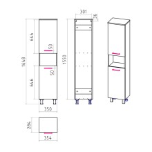 Крафт - 35 Пенал напольный универсал. 2 дв. с нишей О