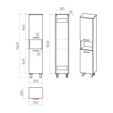 Крафт - 35 Пенал напольный универсал. 2 дв. с нишей О