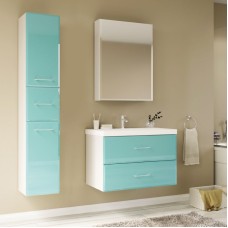 Шкаф пенал Marka One Mix 30П с ручками фасад стекло Бирюзовый