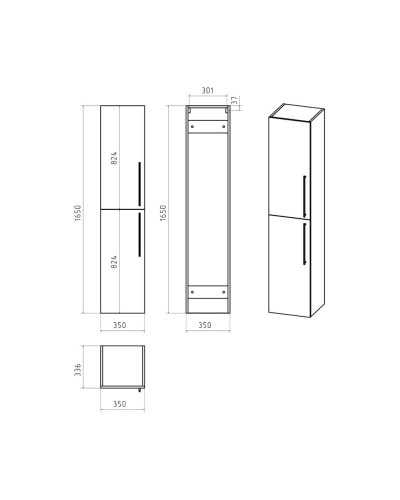 ROCK - 35 Пенал Brevita левый подвесной темно-серый (Чикаго) ЛДСП О