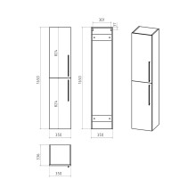 ROCK - 35 Пенал Brevita левый подвесной светло-серый (Чикаго) ЛДСП О