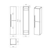 ROCK - 35 Пенал Brevita правый подвесной светло-серый (Чикаго) ЛДСП О