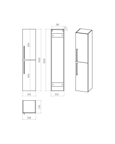 ROCK - 35 Пенал Brevita правый подвесной светло-серый (Чикаго) ЛДСП О